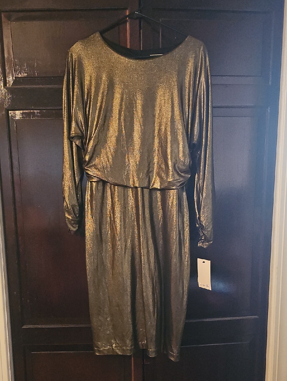 Harper Rose Metallic Gold Long-Sleeve Women's Dress